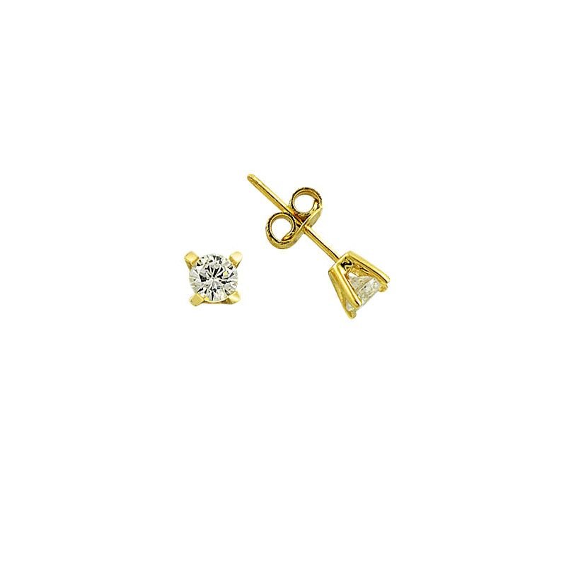Beelo Gold 14K  Zirkon Tasarım Tektaş Altın Küpe