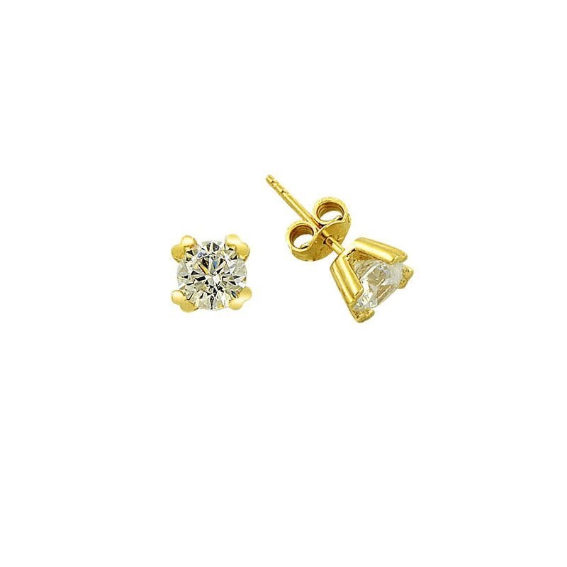 Beelo Gold 14K  Zirkon Tasarım Tektaş Altın Küpe