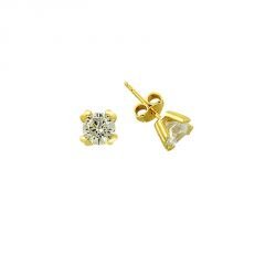 Beelo Gold 14K  Zirkon Tasarım Tektaş Altın Küpe