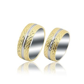 Beelo Gold 14K Altın 8 mm Alyans İkili Set Yüzük