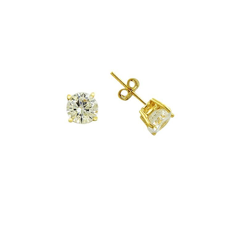Beelo Gold 14K  Zirkon Tasarım Tektaş Altın Küpe