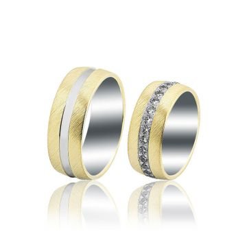 Beelo Gold 14K Altın 8 mm Alyans İkili Set Yüzük
