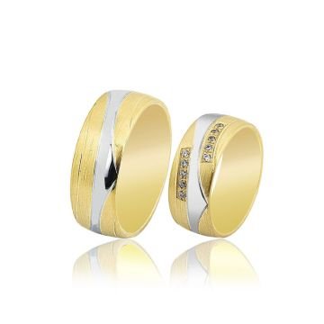 Beelo Gold 14K Altın 8 mm Alyans İkili Set Yüzük