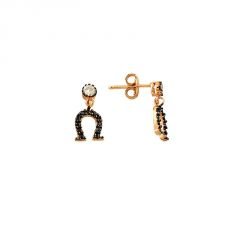 Beelo Gold 14K  Zirkon Tasarım Atnalı Altın Küpe