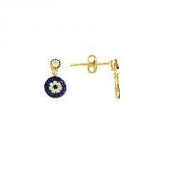 Beelo Gold 14K  Zirkon Nazar Altın Küpe