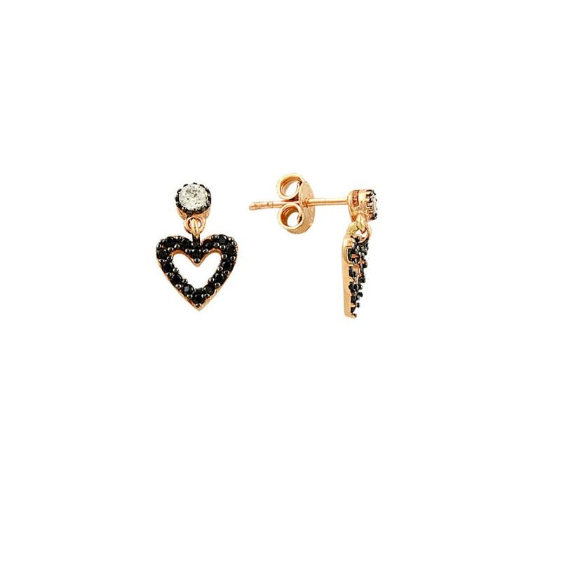 Beelo Gold 14K  Zirkon Kalp Altın Küpe