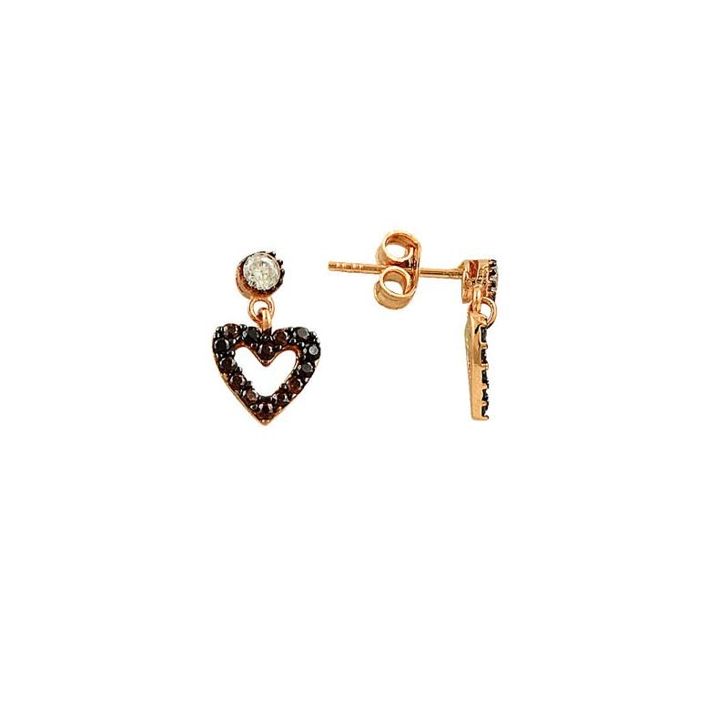 Beelo Gold 14K  Zirkon Kalp Altın Küpe