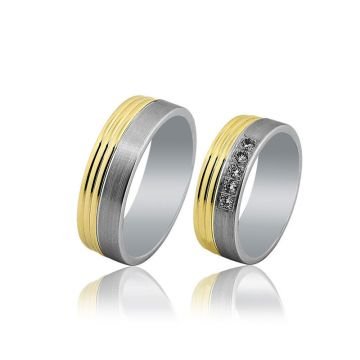 Beelo Gold 14K Altın 7 mm Alyans İkili Set Yüzük