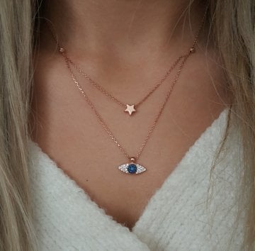 Beelo Silver 925K Gümüş İkli Göz Kolye