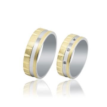 Beelo Gold 14K Altın 7 mm Alyans İkili Set Yüzük
