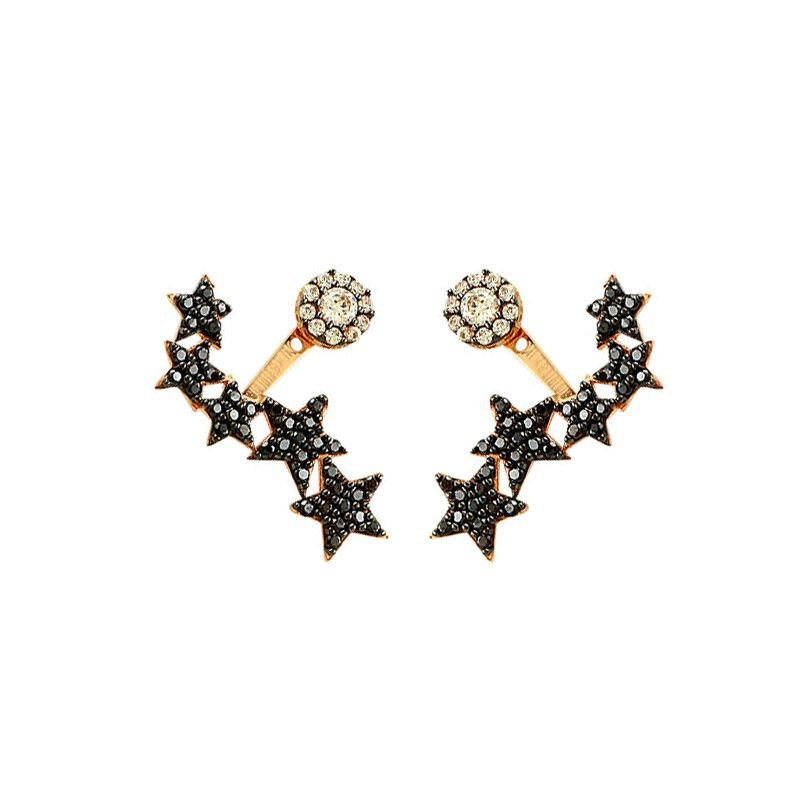 Beelo Gold 14K Altın Zirkon Tasarım Yıldız Küpe