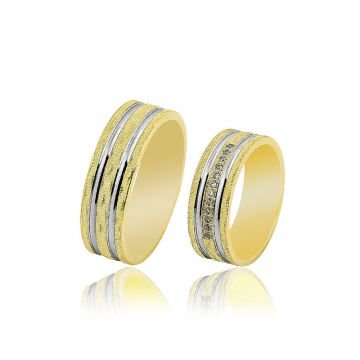 Beelo Gold 14K Altın 7 mm Alyans İkili Set Yüzük