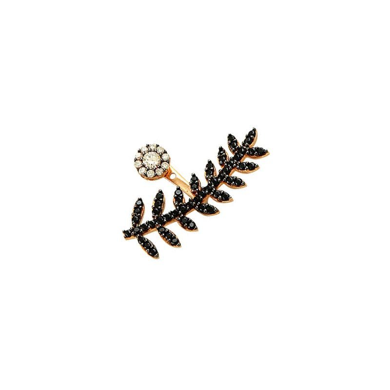 Beelo Gold 14K  Zirkon Tasarım Yaprak Altın Küpe