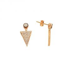 Beelo Gold 14K Altın Zirkon Tasarım Üçgen  Küpe