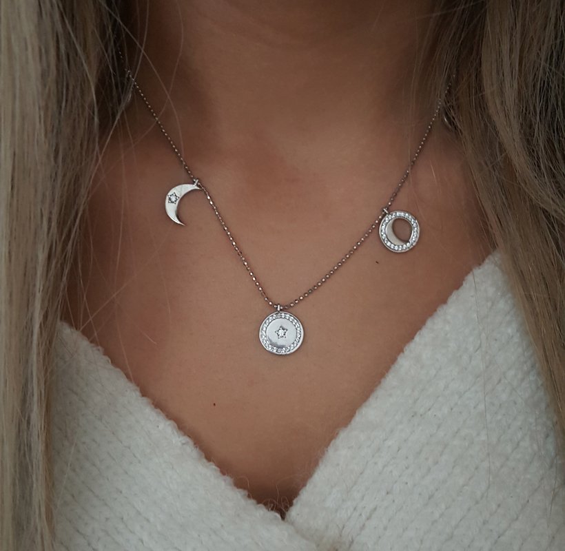Beelo Silver 925K Gümüş Ayın Evreleri  Kolye