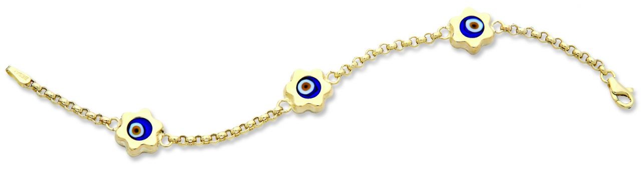 Beelo Gold 14K Altın Papatya Çocuk Nazar Bileklik CSR002