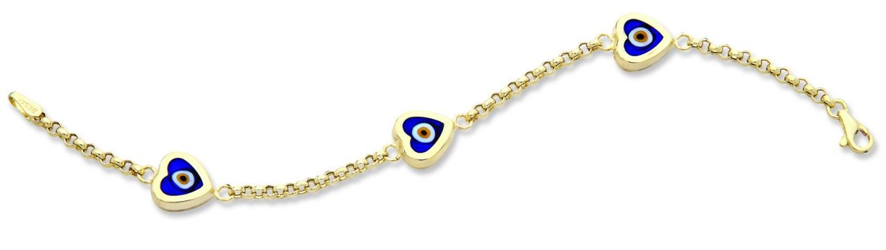 Beelo Gold 14K Altın Kalp Çocuk Nazar Bileklik CSR003