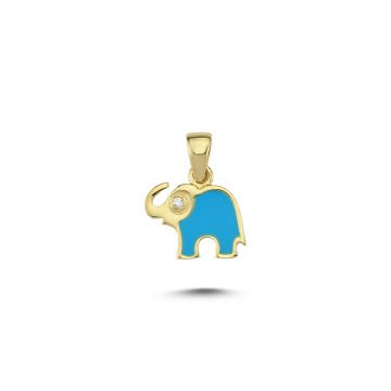 Beelo Gold 14K Altın Fil Mineli Kolye Ucu