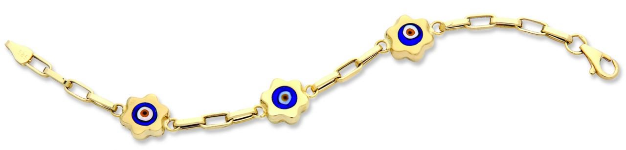 Beelo Gold 14K Altın Papatya Çocuk Nazar Bileklik CSR007