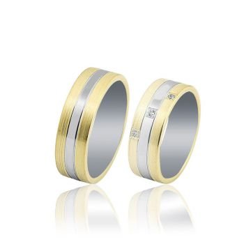 Beelo Gold 14K Altın 7 mm Alyans İkili Set Yüzük
