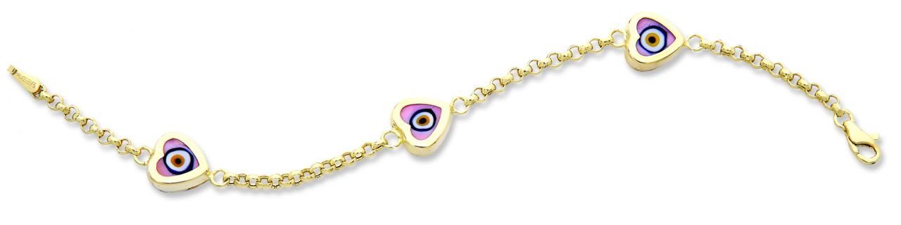 Beelo Gold 14K Altın Kalp Çocuk Nazar Bileklik CSR013