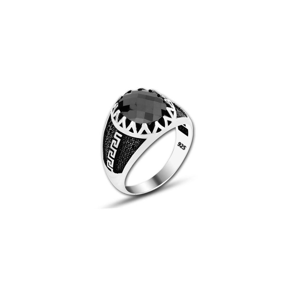 Beelo Silver 925K Gümüş Siyah Zirkon Taşlı Yüzük
