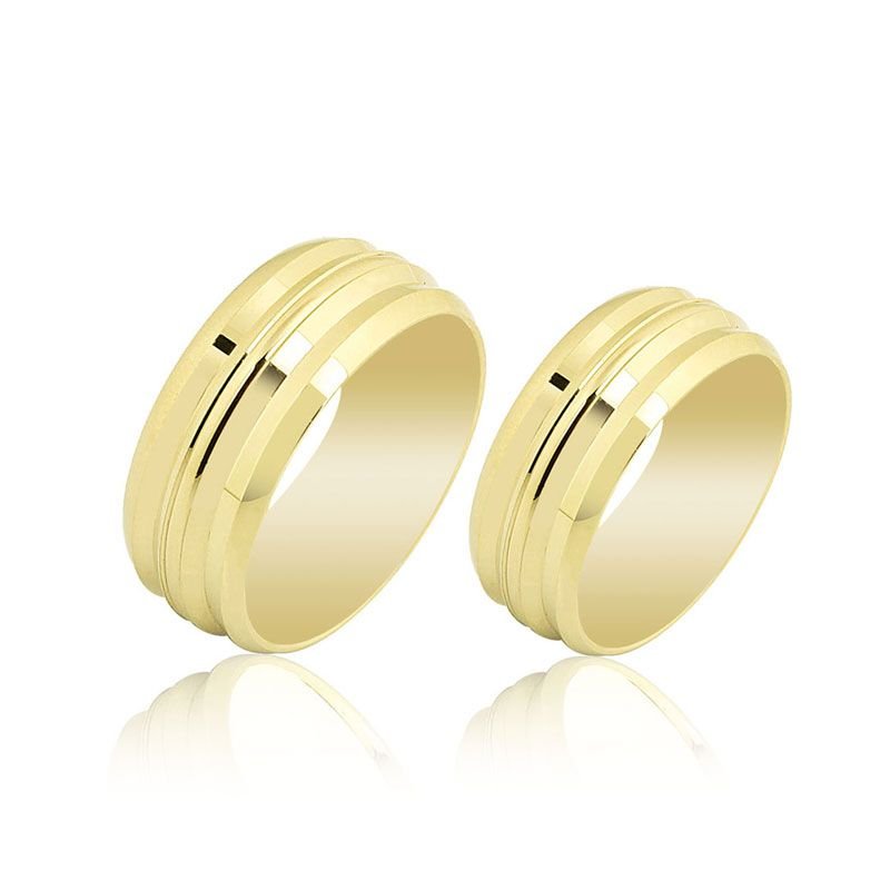 Beelo Gold 14K Altın 7 mm Alyans İkili Set Yüzük