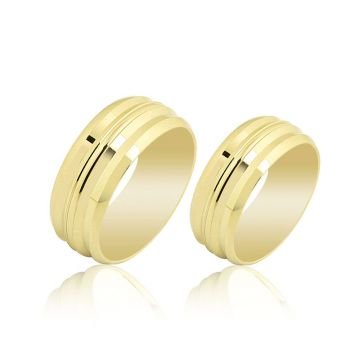 Beelo Gold 14K Altın 7 mm Alyans İkili Set Yüzük