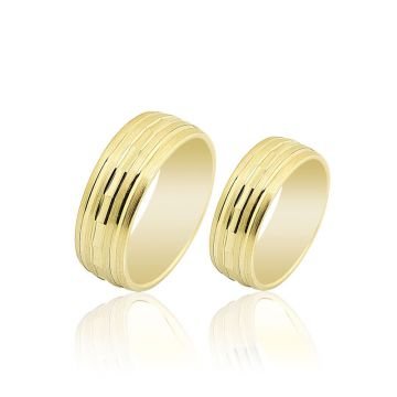 Beelo Gold 14K Altın 7 mm Alyans İkili Set Yüzük