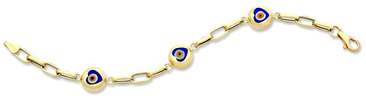 Beelo Gold 14K Altın Kalp Çocuk Nazar Bileklik CSR020