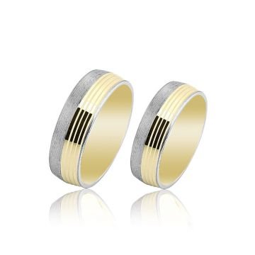 Beelo Gold 14K Altın 7 mm Alyans İkili Set Yüzük