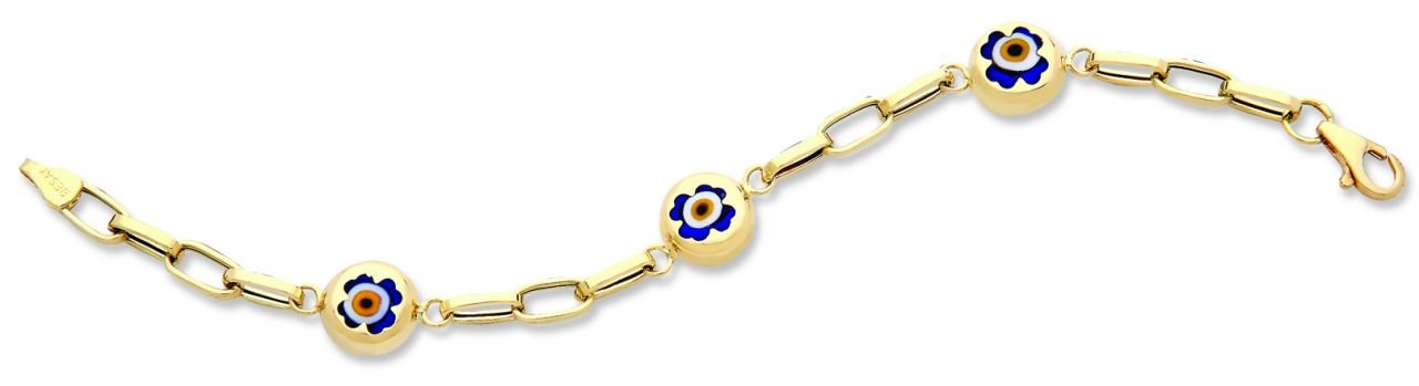 Beelo Gold 14K Altın Papatya Çocuk Nazar Bileklik CSR021