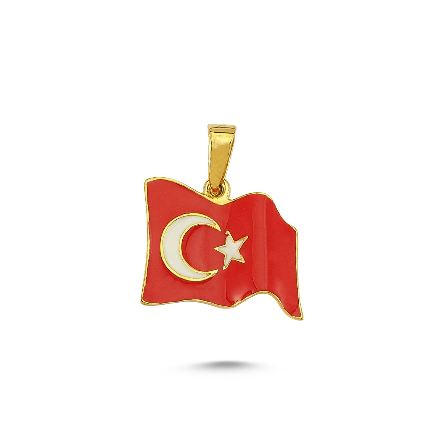Beelo Gold 14K Altın Türk Bayrağı Kolye Ucu