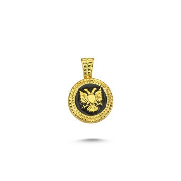 Beelo Gold 14K Altın Çift Başlı Kartal Mineli Kolye Ucu
