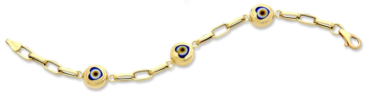 Beelo Gold 14K Altın Kalp Çocuk Nazar Bileklik CSR024