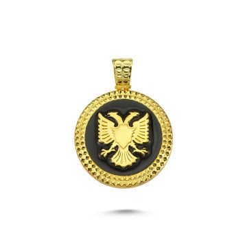 Beelo Gold 14K Altın Çift Başlı Kartal Mineli Kolye Ucu