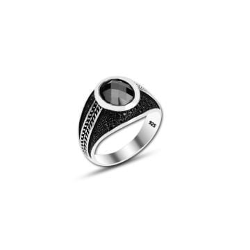 Beelo Silver 925K Gümüş Siyah Zirkon Taşlı Yüzük