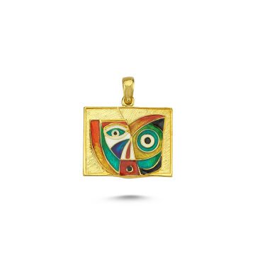 Beelo Gold 14K Altın Modernist Anthony Quin Mineli Kolye Ucu