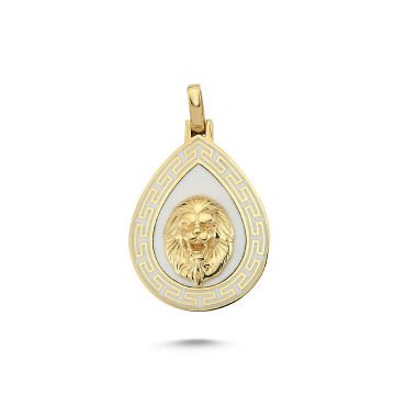 Beelo Gold 14K Altın Aslan Başı Mineli Kolye Ucu