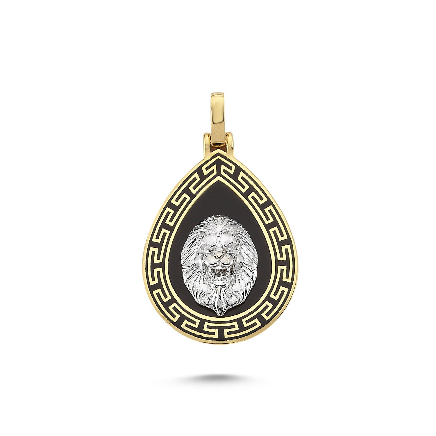 Beelo Gold 14K Altın Aslan Başı Mineli Kolye Ucu