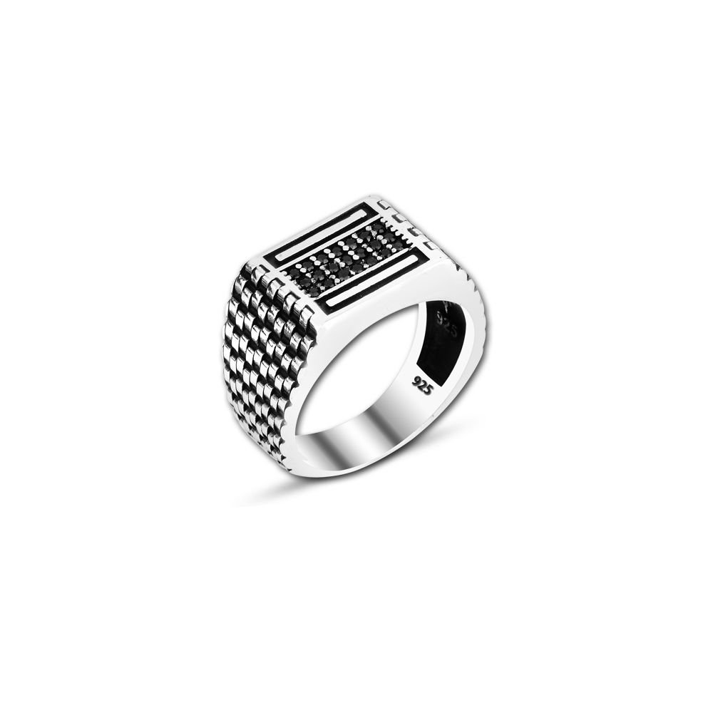 Beelo Silver 925K Gümüş Siyah Zirkon Taşlı Yüzük