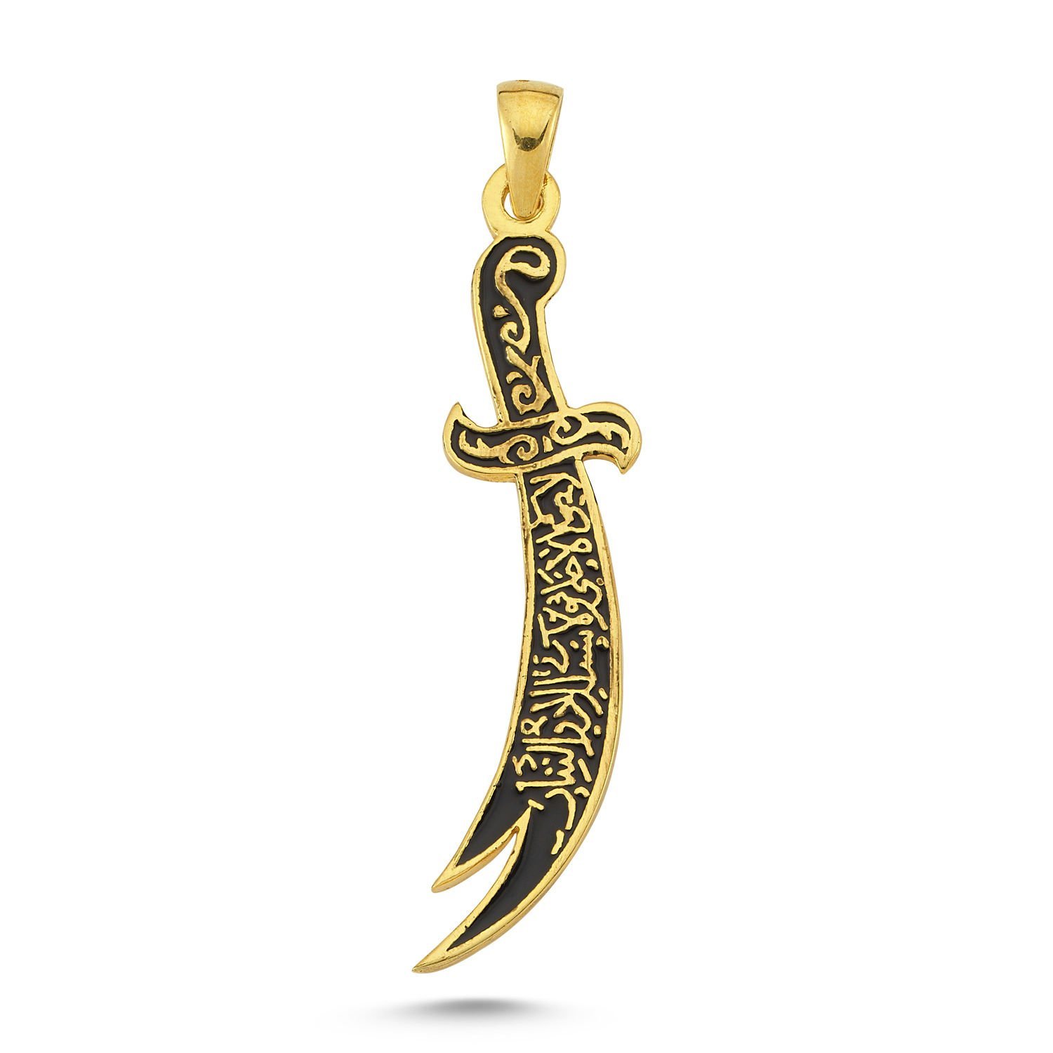 Beelo Gold 14K Altın Zülfikar Kılıcı Mineli Kolye Ucu