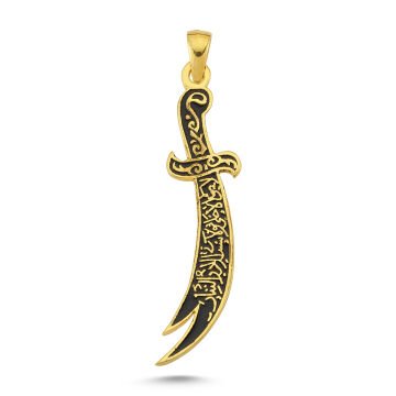 Beelo Gold 14K Altın Zülfikar Kılıcı Mineli Kolye Ucu