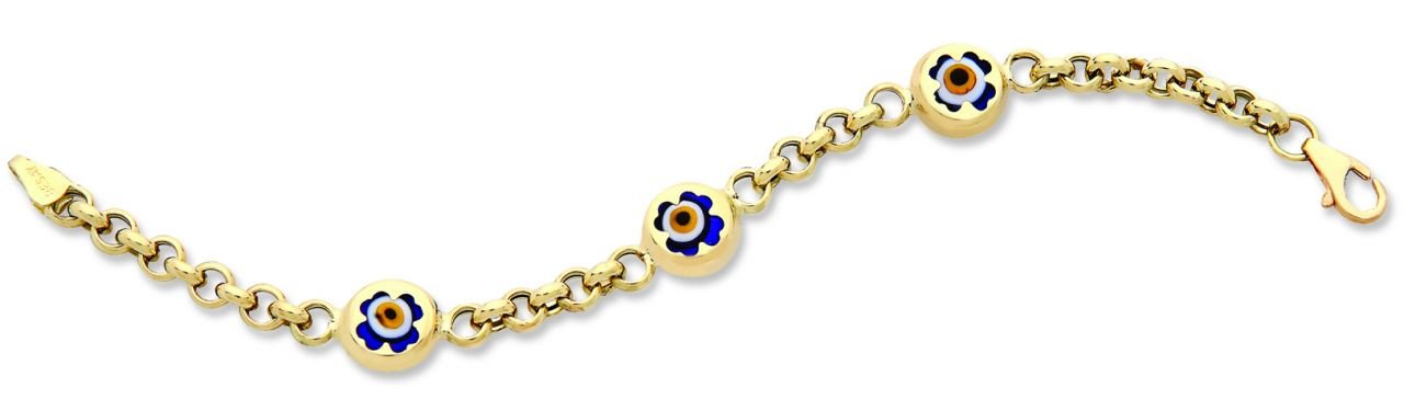 Beelo Gold 14K Altın Yonca Çocuk Nazar Bileklik CSR040