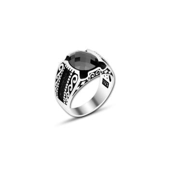 Beelo Silver 925K Gümüş Siyah Zirkon Taşlı Yüzük