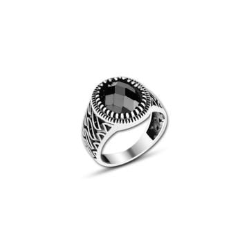 Beelo Silver 925K Gümüş Siyah Zirkon Taşlı Yüzük