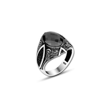 Beelo Silver 925K Gümüş Siyah Zirkon Taşlı Yüzük