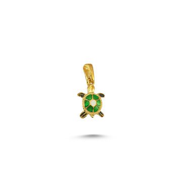 Beelo Gold 14K Altın Kaplumbağa Mineli Kolye Ucu