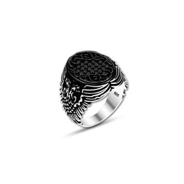 Beelo Silver 925K Gümüş Siyah Zirkon Taşlı Yüzük