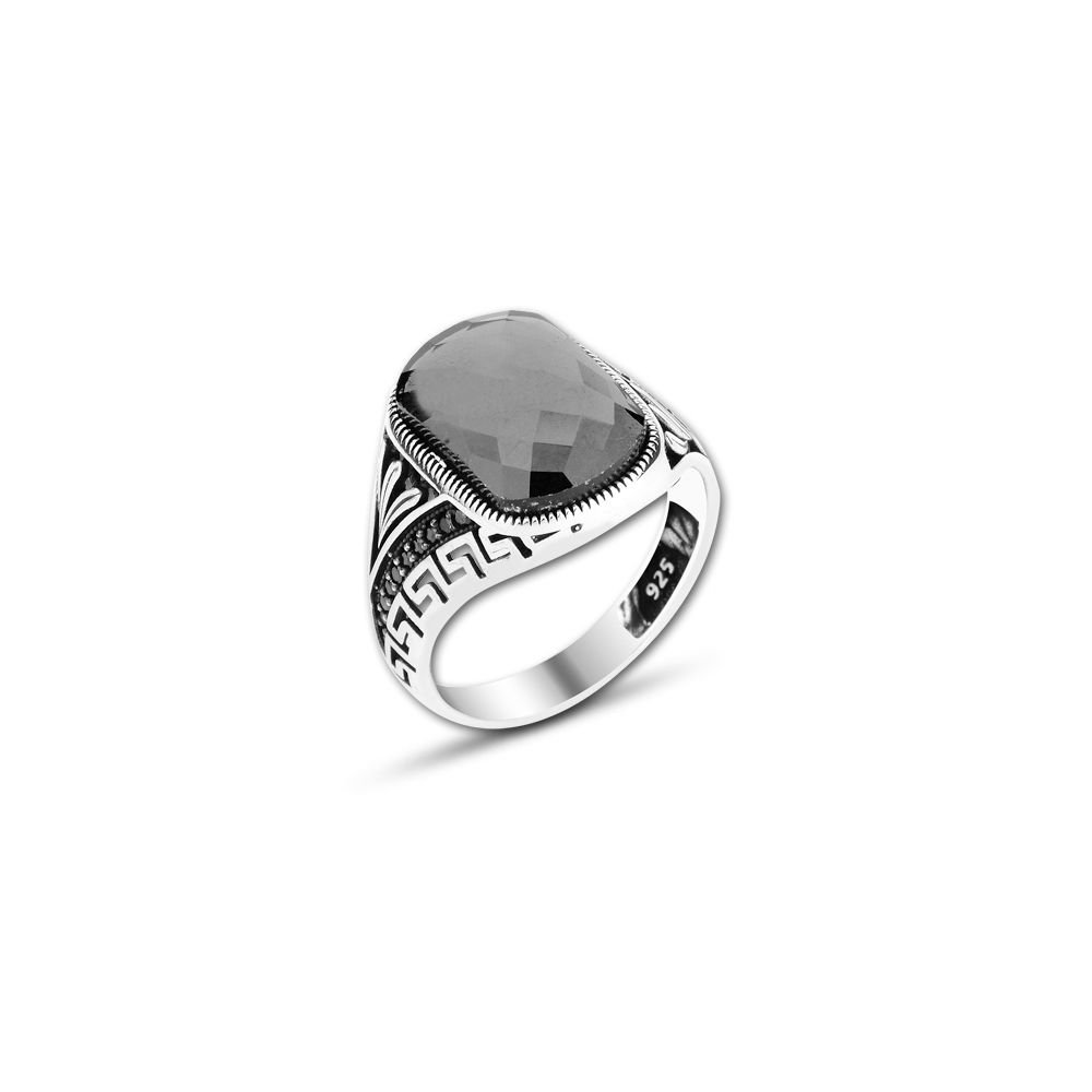 Beelo Silver 925K Gümüş Siyah Zirkon Taşlı Yüzük